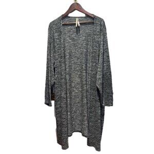 Pennington’s 4X Plus Size Grey Black Long Length Lightweight Cardigan, Preloved